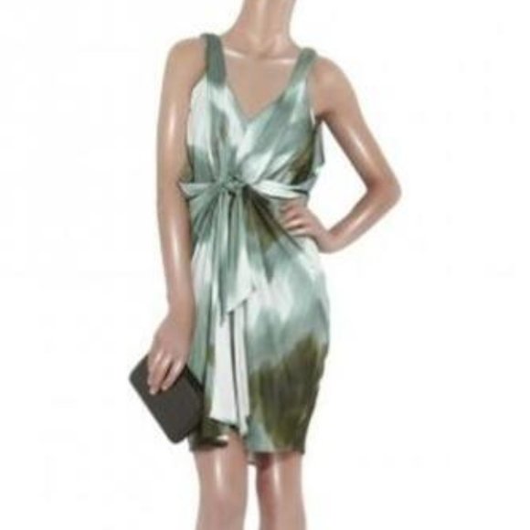 DVF Diane Von Furstenberg MILTON Draped Blurred Print Dress Grey - Picture 2 of 12